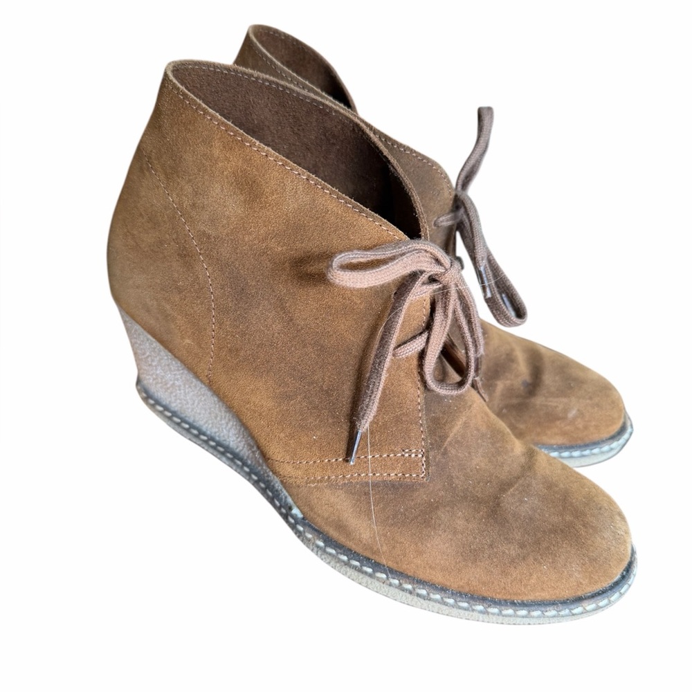 J Crew Ankle Wedge Chukka boots Shoes Brown Suede preppy festival boho Y2K